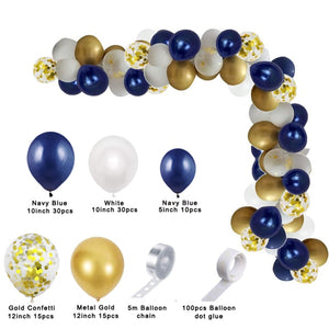 102pcs/lot Navy Blue Gold Metallic Balloon Arch Kit
