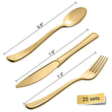 175PCS Disposable Tableware Bronzing Paper Plate Napkin Cup Knife And Fork Spoon Cutlery Set