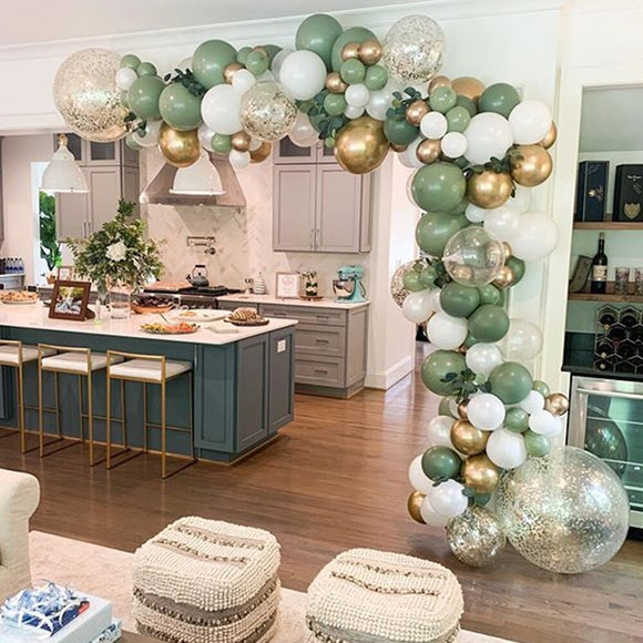 119pcs Bean Green Balloon Garland Arch Kit Retro Color Balloon Set
