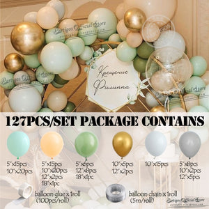 127Pcs Macaron Color Avocado Green Latex Balloons Garland Kit