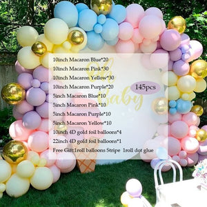 145pcs Balloons Pack Balloon Garland Arch Kit Macaron Blue Pink
