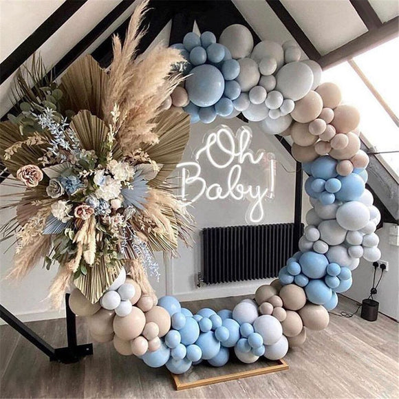 160pcs Macaron Balloons Garland Arch Kit Coffee Gray Blue