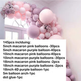 Macaron Purple Pink Balloon Garland  Arch Kit 145pcs