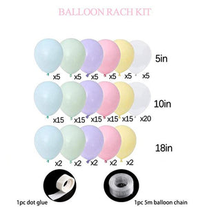 135pcs Rainbow Macaron Balloons Garland Arch Kit Pastel