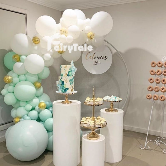 121pcs Pastel Macaron Mint White Balloons Garland Arch Kit Gold Confetti Balloon for Baby Shower Birthday Wedding Party Supplies
