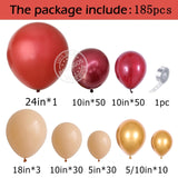 185pcs Burgundy Balloon Garland Arch Kit Metallic Gold Skin Latex Balloons